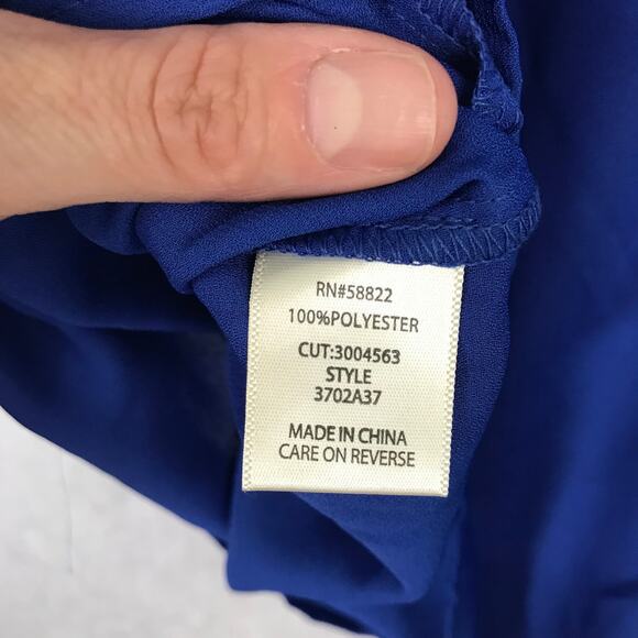 Max Studio Blouse Womens Small Blue Ruffle Office Church Flowy Top Loose Twee - Picture 10 of 11